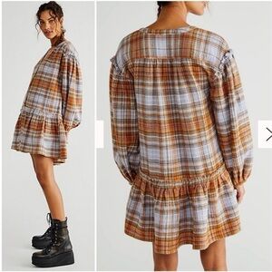 Free People Alexa Plaid Mini Dress Small NWT